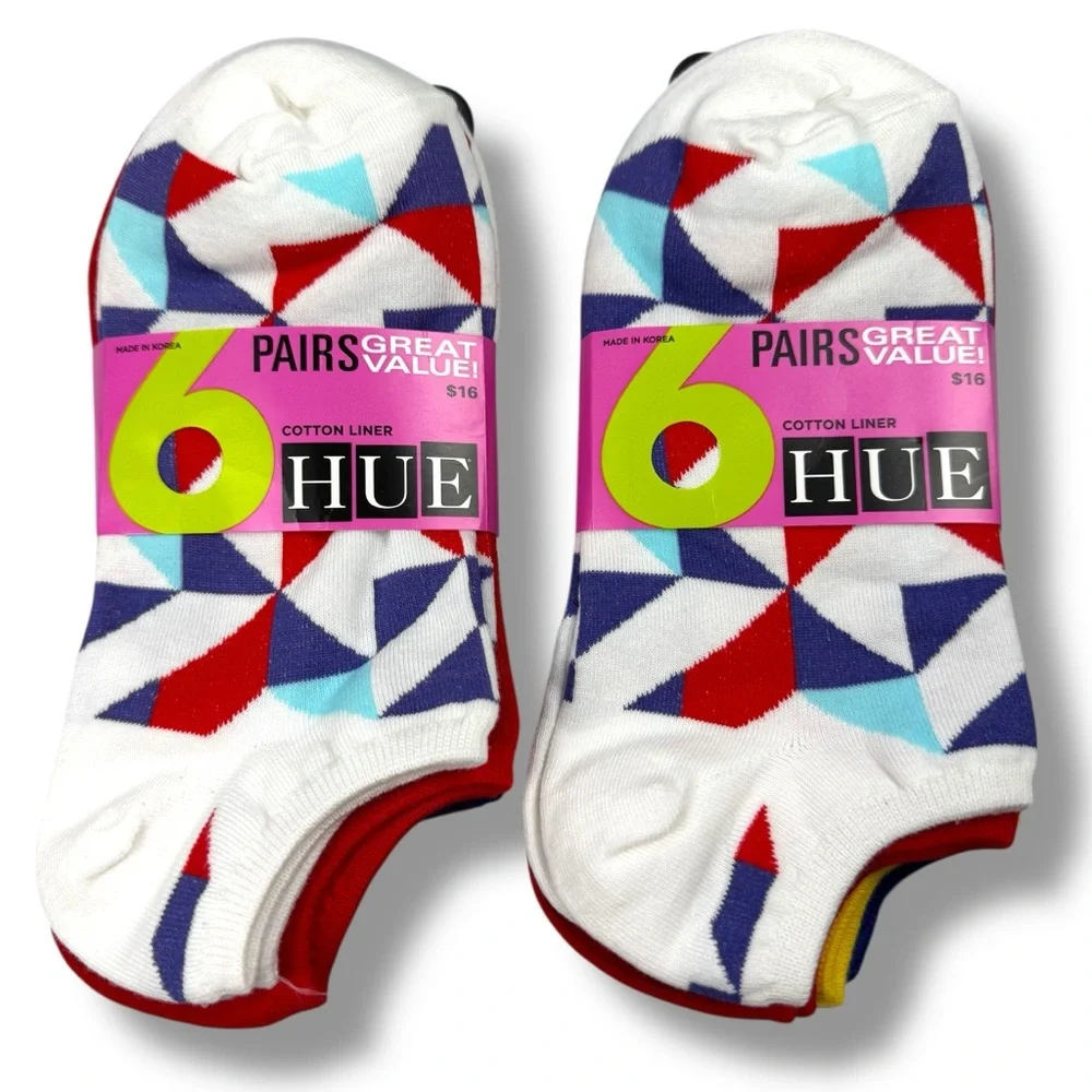 HUE Womens Cotton Sock Liner One Size Fits Most No Show Socks Multicolor 12 Pair